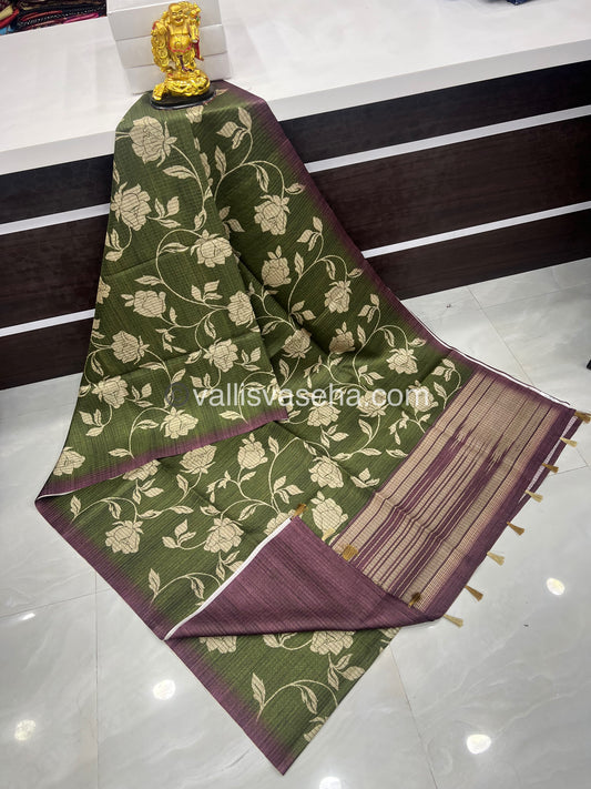Art Tussar / Art Silk - Green & Brown - VVATS001
