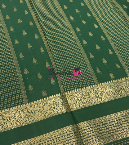 Semi Mysore Crepe Silk  - Green Shade - VVSMC004