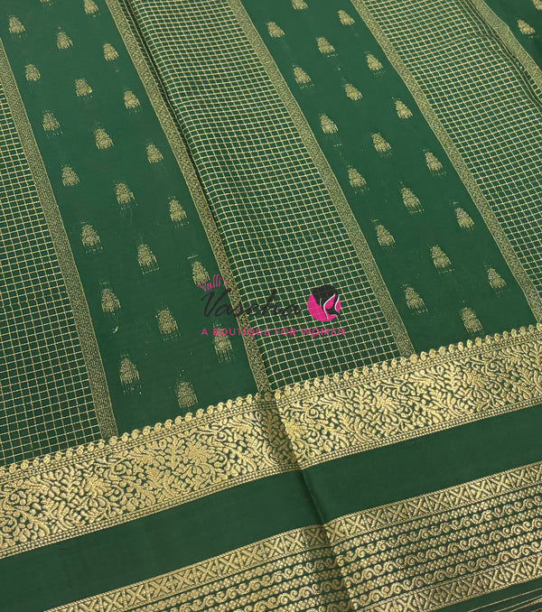 Semi Mysore Crepe Silk  - Green Shade - VVSMC004