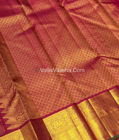 Pure Vintage Korvai Kanchipuram Silk Saree - Cream & Maroon Combo - VVPS006