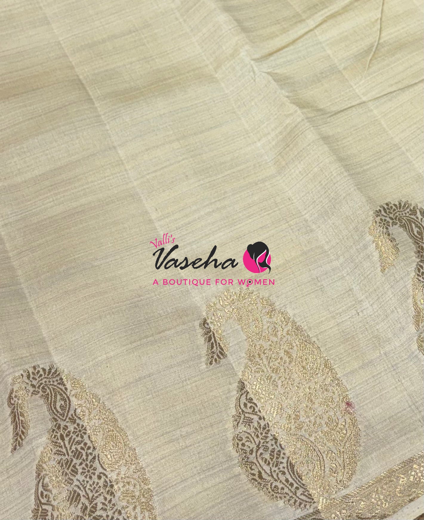 Semi Tussar Silk - Small Mango - Cream Shade - VVSTS002
