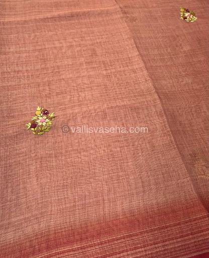French Knot - Tissue Saree - Rust Mixed Onion Pink Shade - VVLFN002