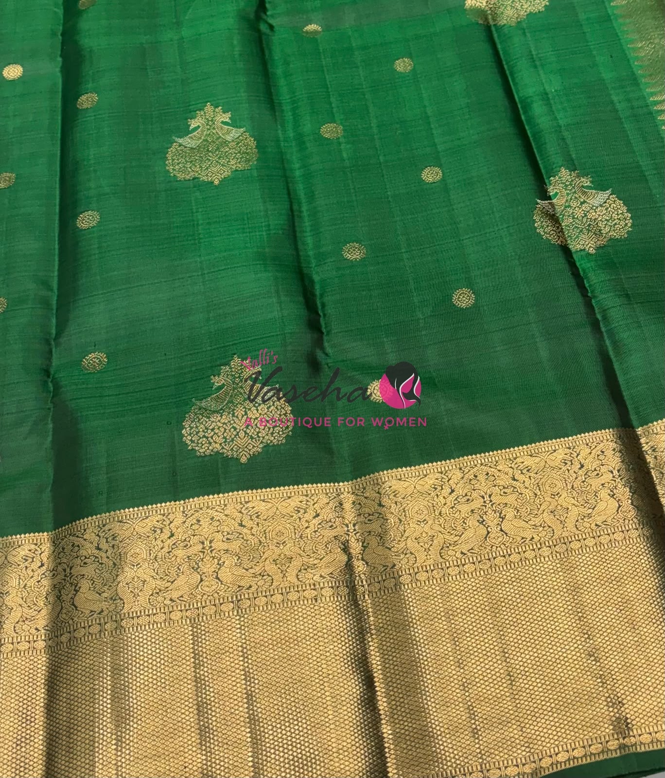 Pure Kanchipuram Silk Saree - Green Shade - VVPS045