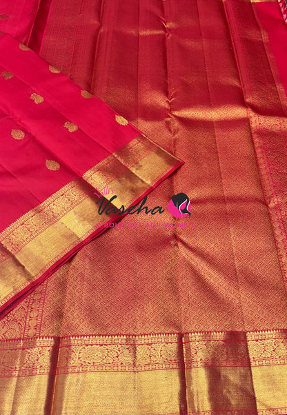 Pure Kanchipuram Silk Saree - Red Shade  - VVPS067