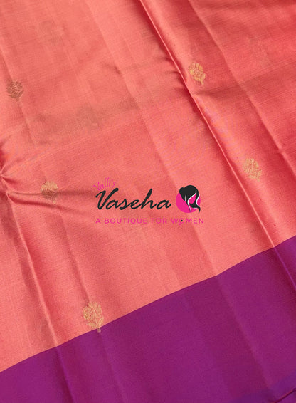 Half Mixed  Soft Silk Saree - Peach & Purple  - VVPSS073
