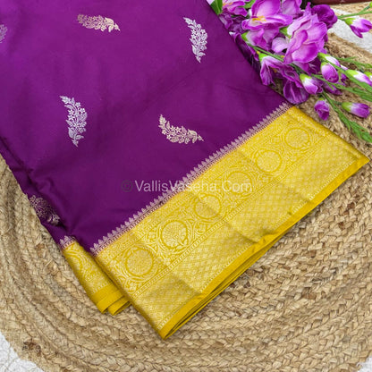 Premium Viscose Saree - Purple & Yellow Shade - VVPV001