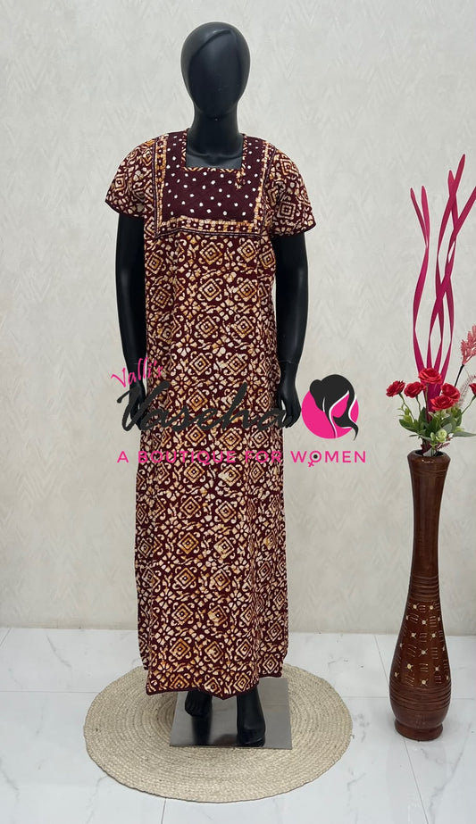 Free Size - Nighties - Batick Print - VVJN001