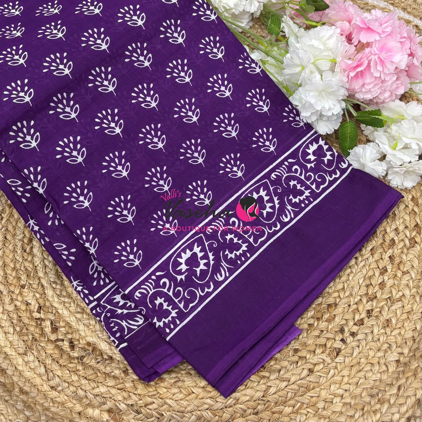 Pure Soft Mul Mul Cotton Sarees - Hand Block Prints - VVMMC011