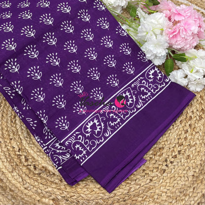 Pure Soft Mul Mul Cotton Sarees - Hand Block Prints - VVMMC011