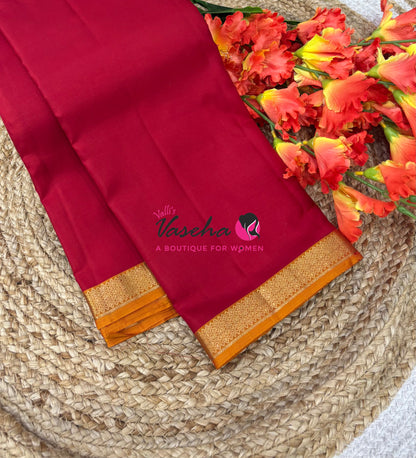 Pure Soft Silk Saree  - Red With Yellow Combo - VVPSS146