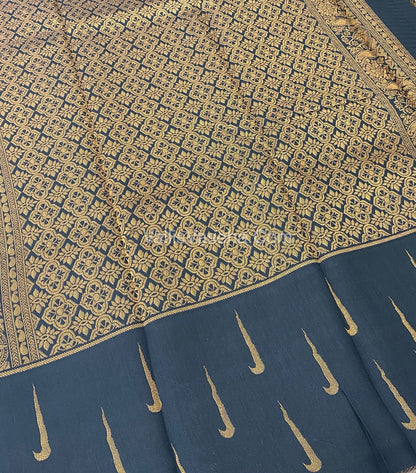 Kanchi Semi Silk - Grey with Black VVKSS001