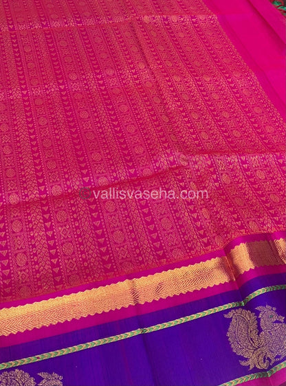 Pure Korvai Silk Cotton With Peacock Butta Border - VVKSC017