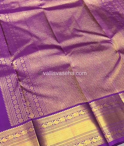 Pure Kanchipuram Silk Saree - Greenish Green & Purple Shade  - VVPS022