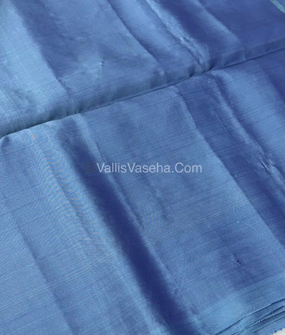 Pure Soft Silk Saree - (1.75 Warp) Kolam Design - Shade Of blueish green & greyish blue - VVPSS074