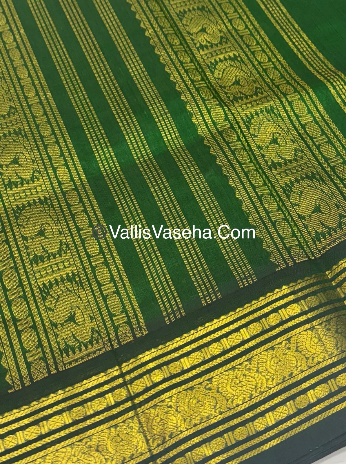 Pure Korvai Silk Cotton - Green with Green - VVKSC025