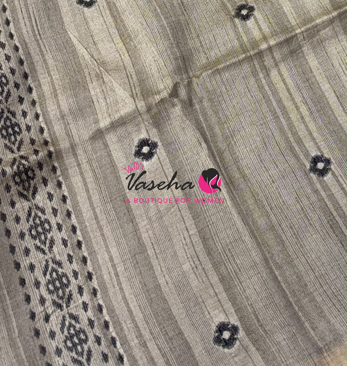 Semi Jute Silk Saree - Black With Cream Shade - VVSJS003