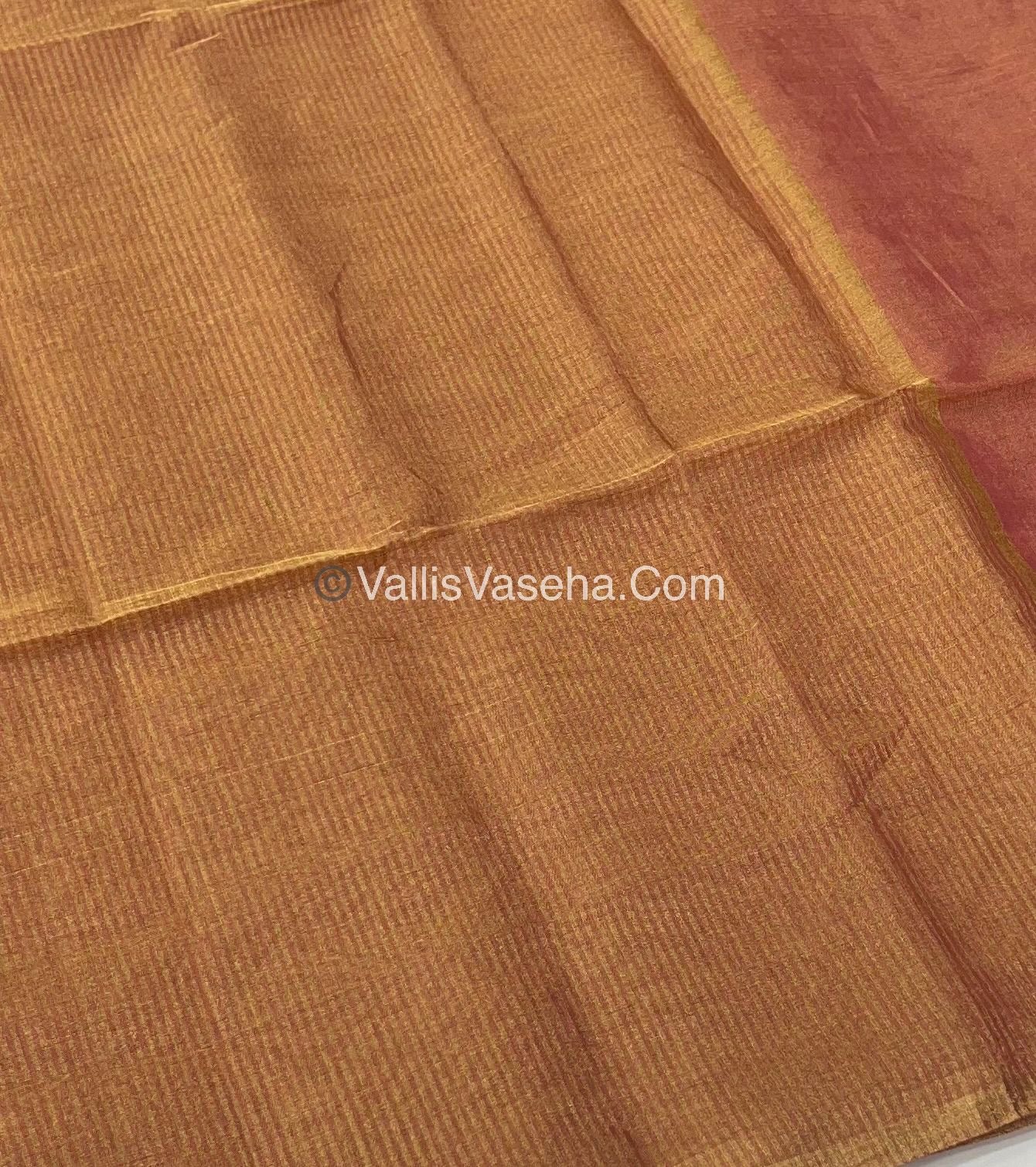 Pure Maheshwari Tissue Silk - Triple Tone Rust Pink & Gold Shade - VVMTS001