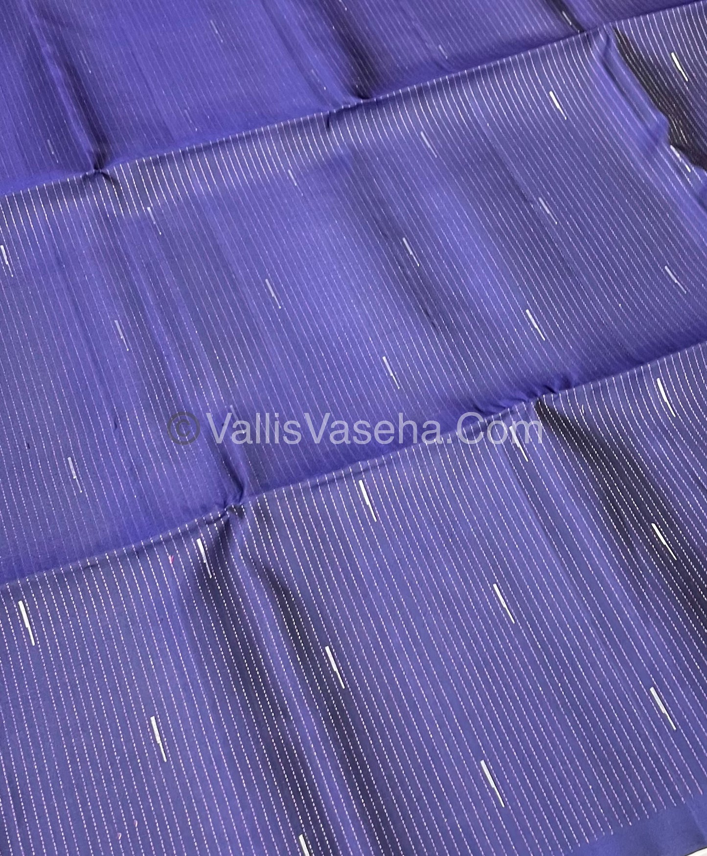 Pure Soft Silk Saree - Antique Zari - Border Less - Navy Blue - VVPSS037
