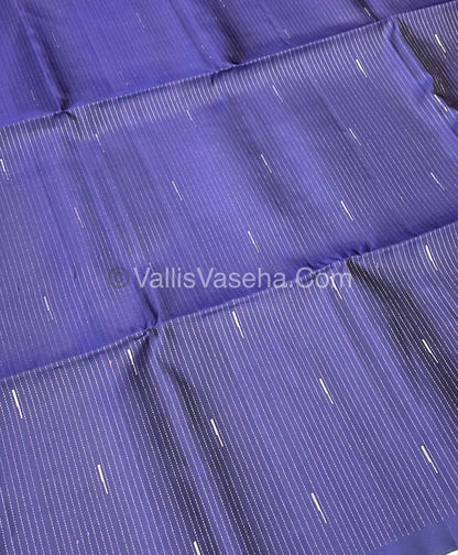 Pure Soft Silk Saree - Antique Zari - Border Less - Navy Blue - VVPSS037