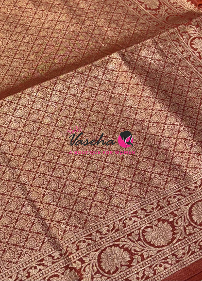 Banarasi - Heritage Silk - Semi Kathan Silk - Rust Orange  Shade- VVBHS001