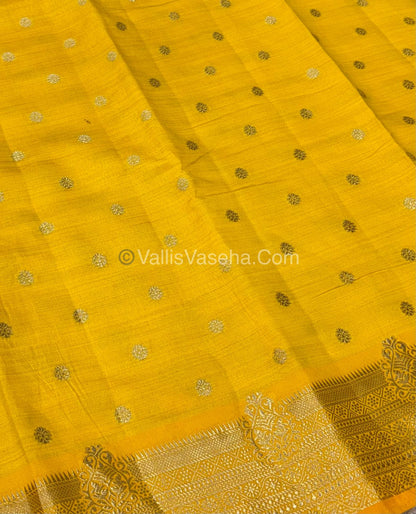 Semi Tussar Silk Saree - Yellow shade - VVSTS032