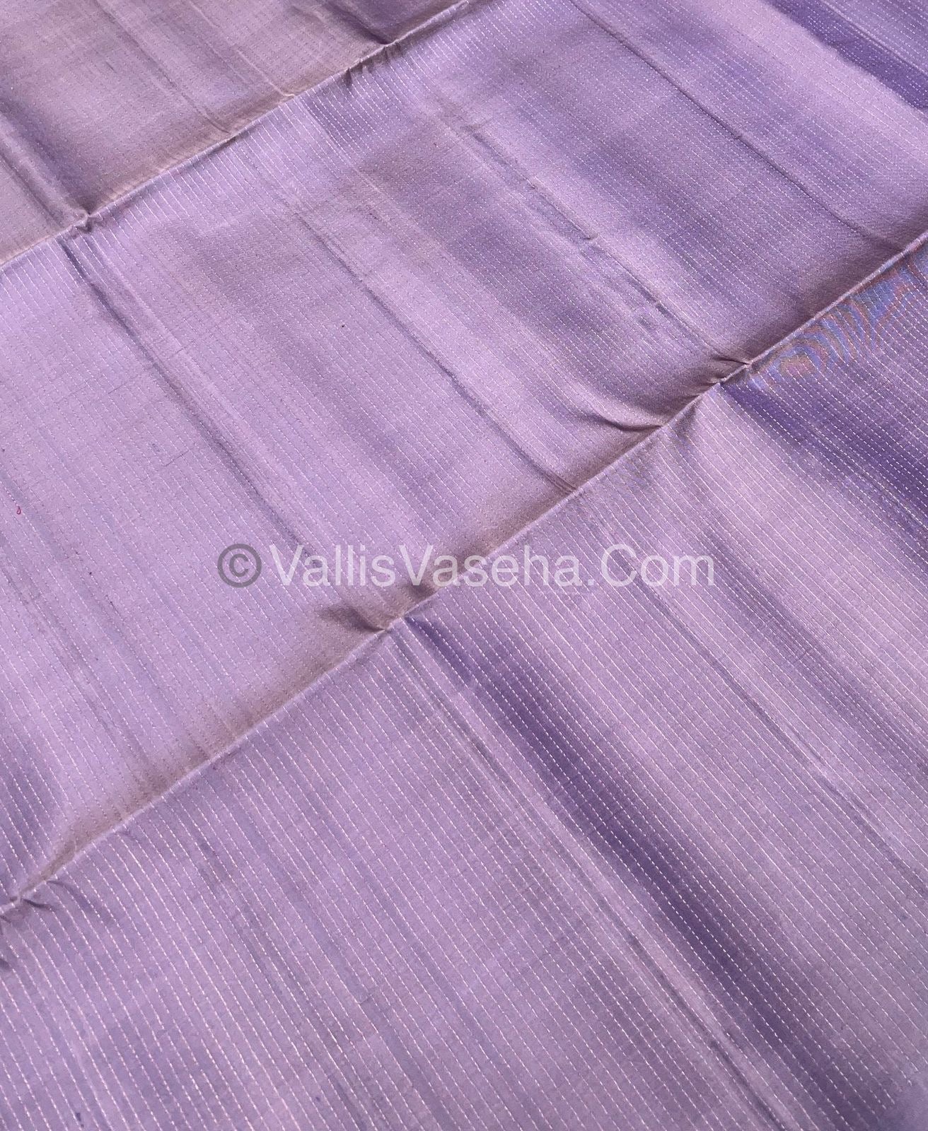Pure Soft Silk Saree - Antique Zari - Border Less - Lavender - VVPSS037