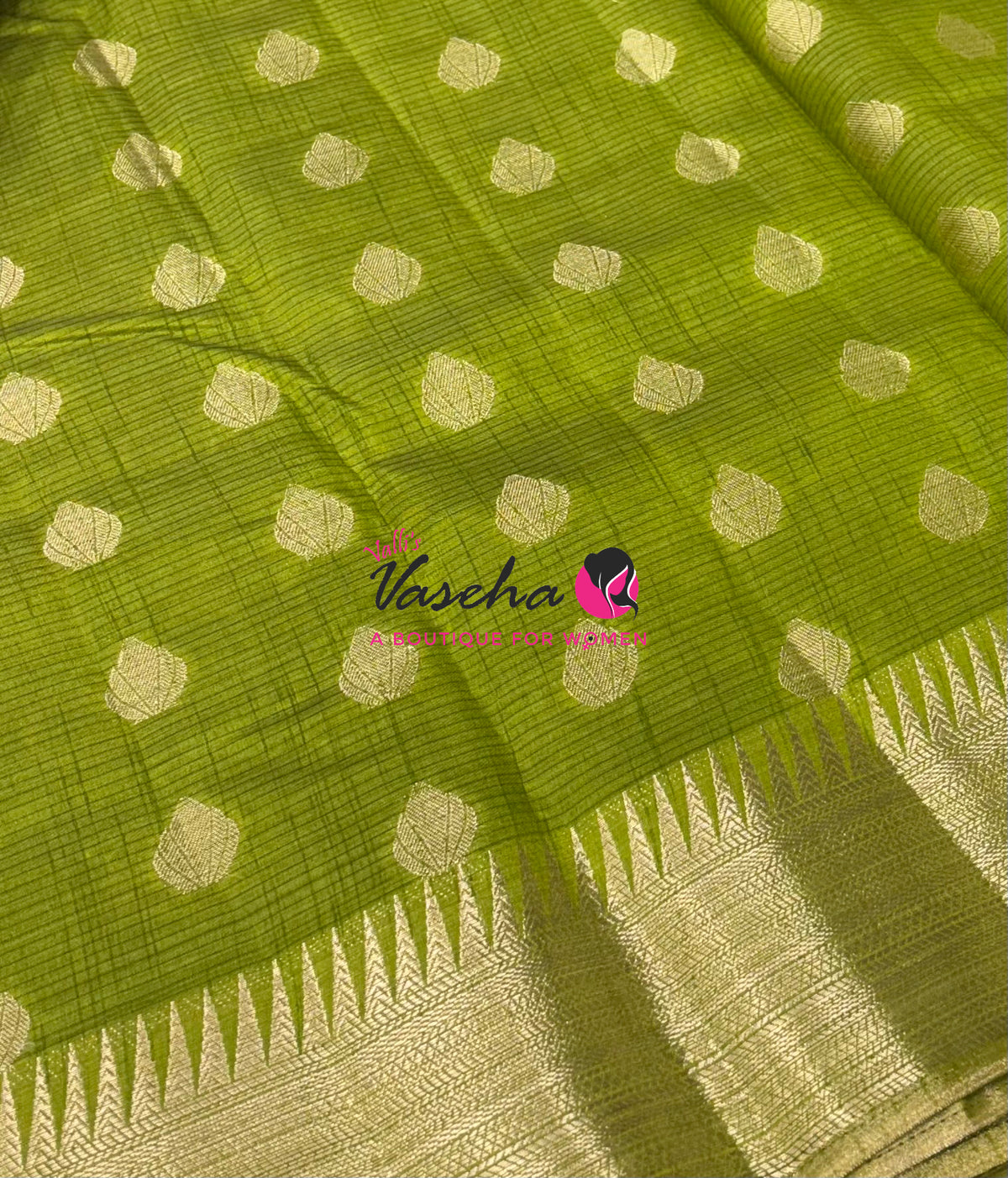 Semi Tussar Silk Saree | Green Shade |VVSTS053