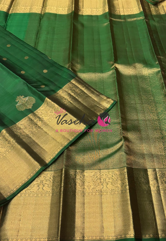 Pure Kanchipuram Silk Saree - Green Shade - VVPS045