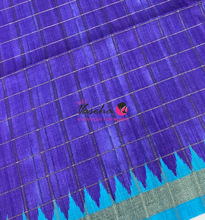Semi Art Tussar Silk  / Art Silk - Purple  & Blue  - VVATS008