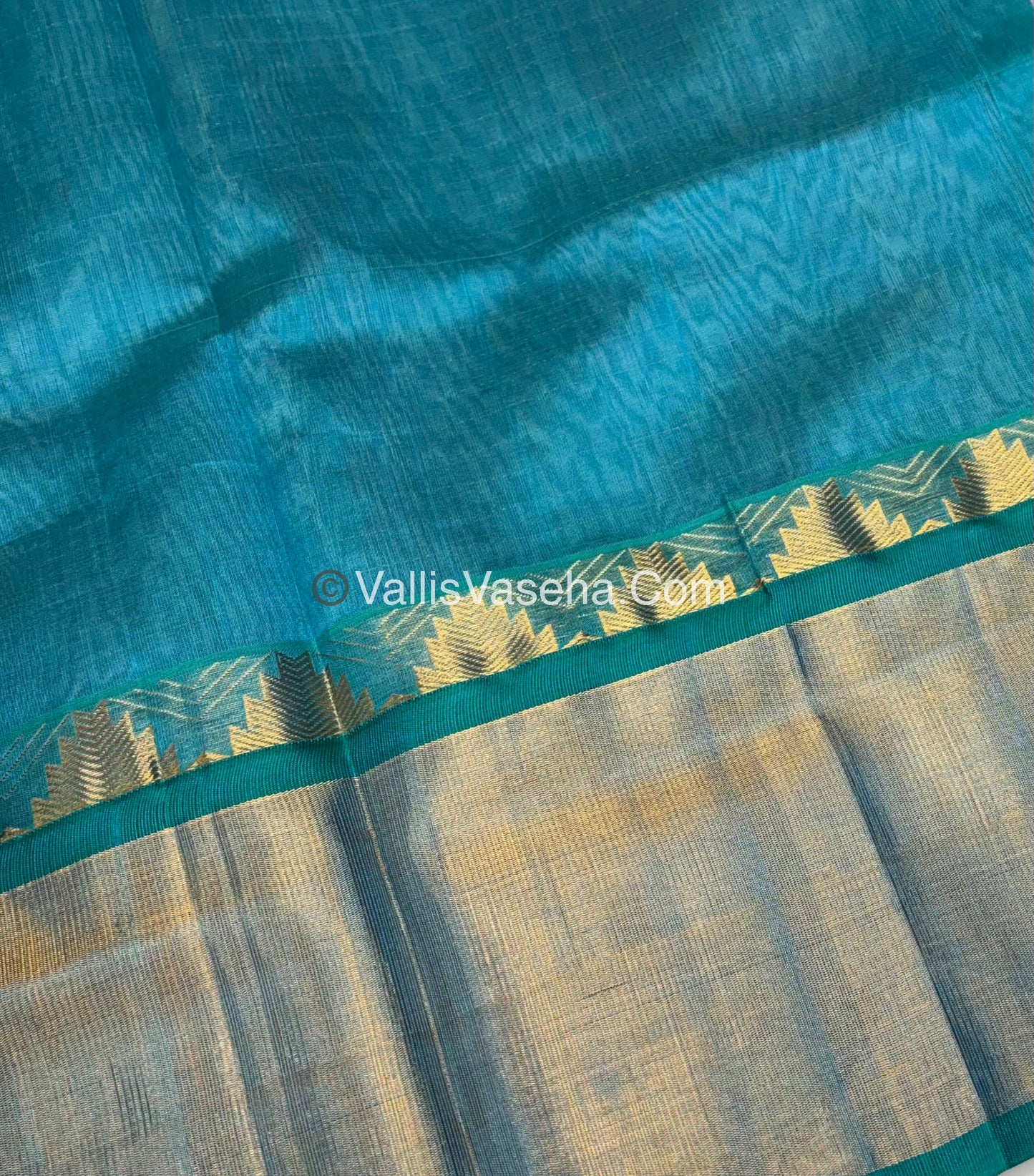 Pure Korvai Silk Cotton - Lakshadeepam Design - Short and Long border - VVKLD003