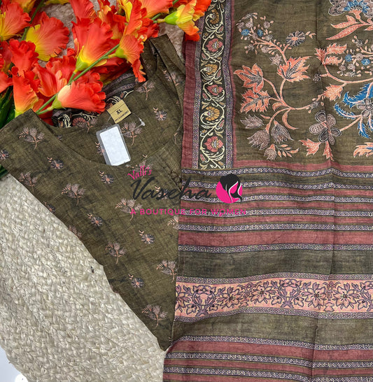 Ready Made | Anarkali |Long Gown & Duppatta (2pc) |Green - VVLGD001