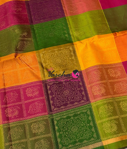 Pure Soft Silk Saree - Partly Pallu -  Half & Half Saree - Violetish Blue - VVPSS088