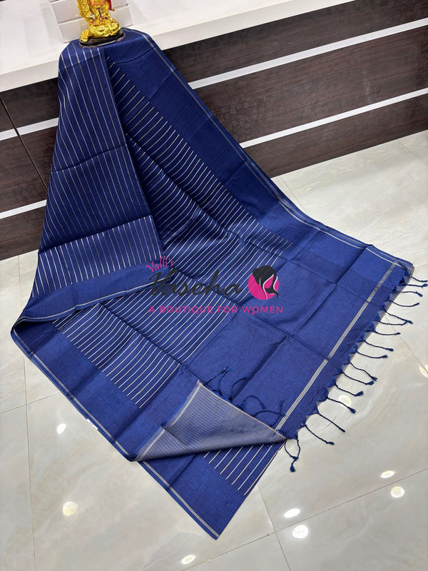 Semi Tussar Silk Saree | Blue Shade |VVSTS049