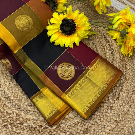 Pure Kanchipuram Silk Saree | Pazhum Pazhamum Checks |VVPS017