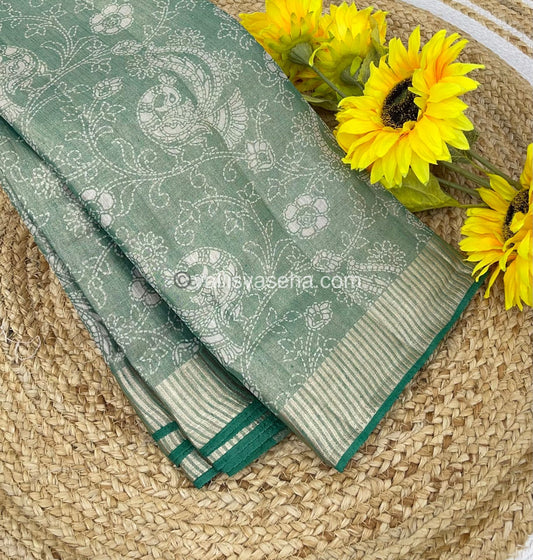 Semi Tussar Silk - Green Shade - VVSTS001