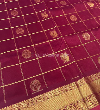 Pure Silk Cotton Saree - Mayil & Chakkaram Design - Maroon Shade- VVMC001