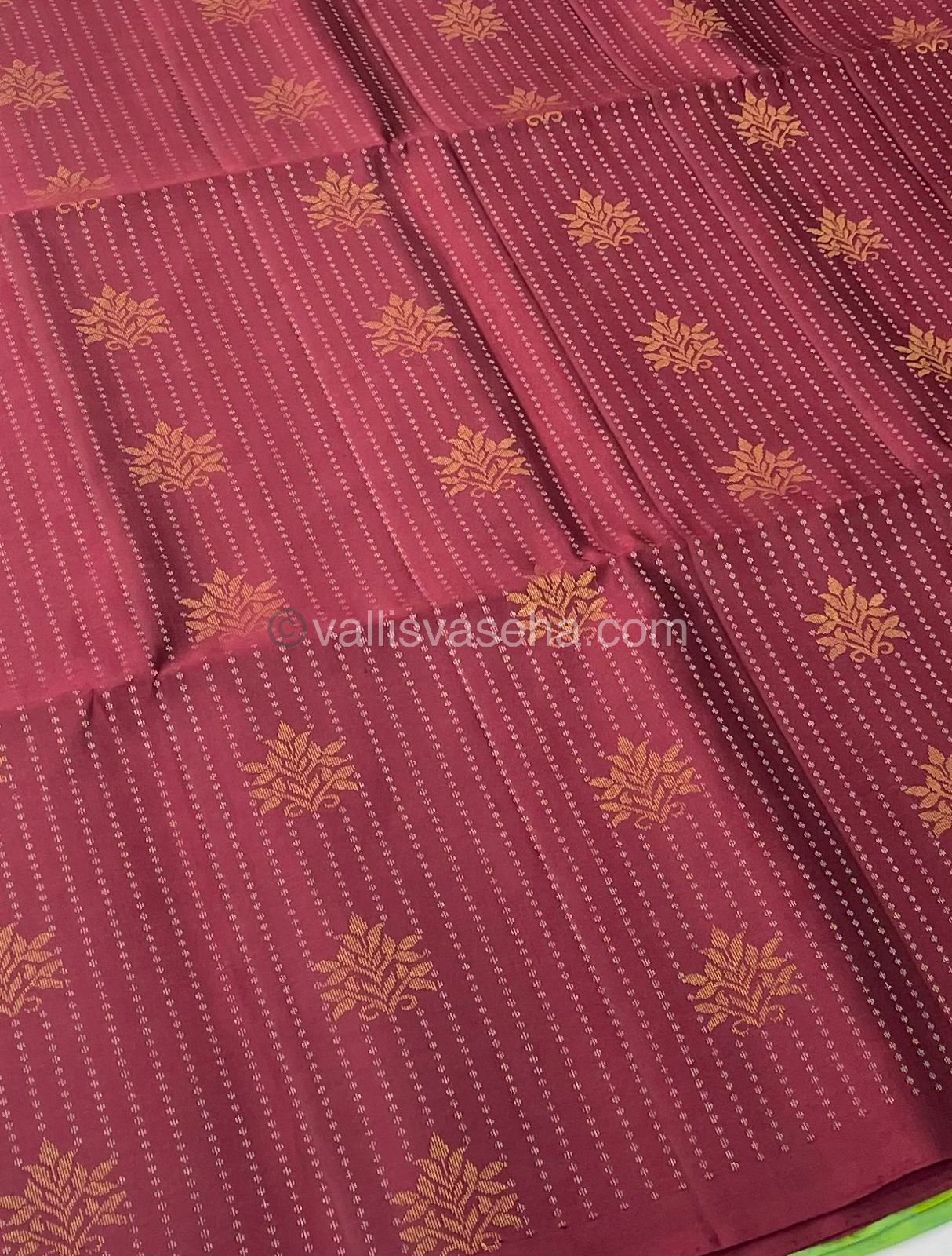 Pure Soft Silk Saree - Vaira Voosi design - Merunish Brown With Teal Green Combo - VVPSS016