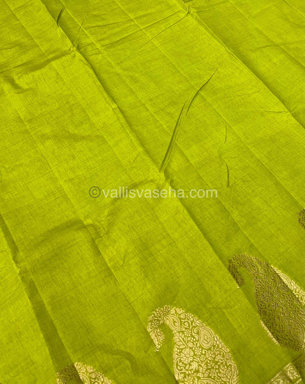 Semi Tussar Silk - Small Mango -  Green Shade(Slight Mehandhi Green Shade)  - VVSTS002