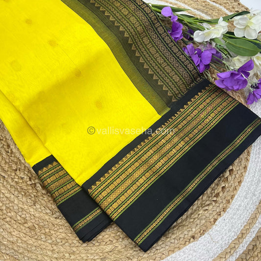 Pure Korvai Silk Cotton Saree - Lemon Yellow - VVKSC004
