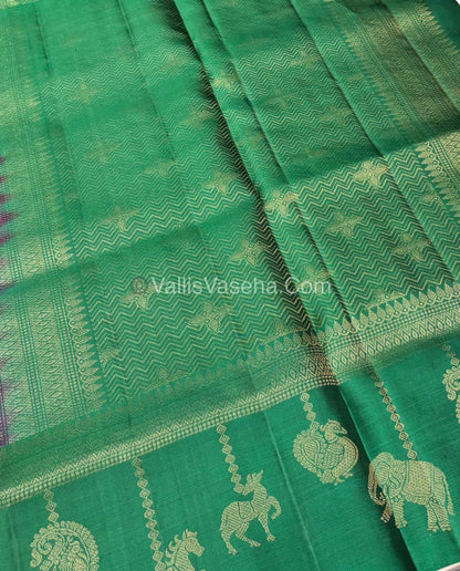 Pure Soft Silk Saree - (Merry-Go-Round Design ) - Pink with Green Shade - VVPSS059