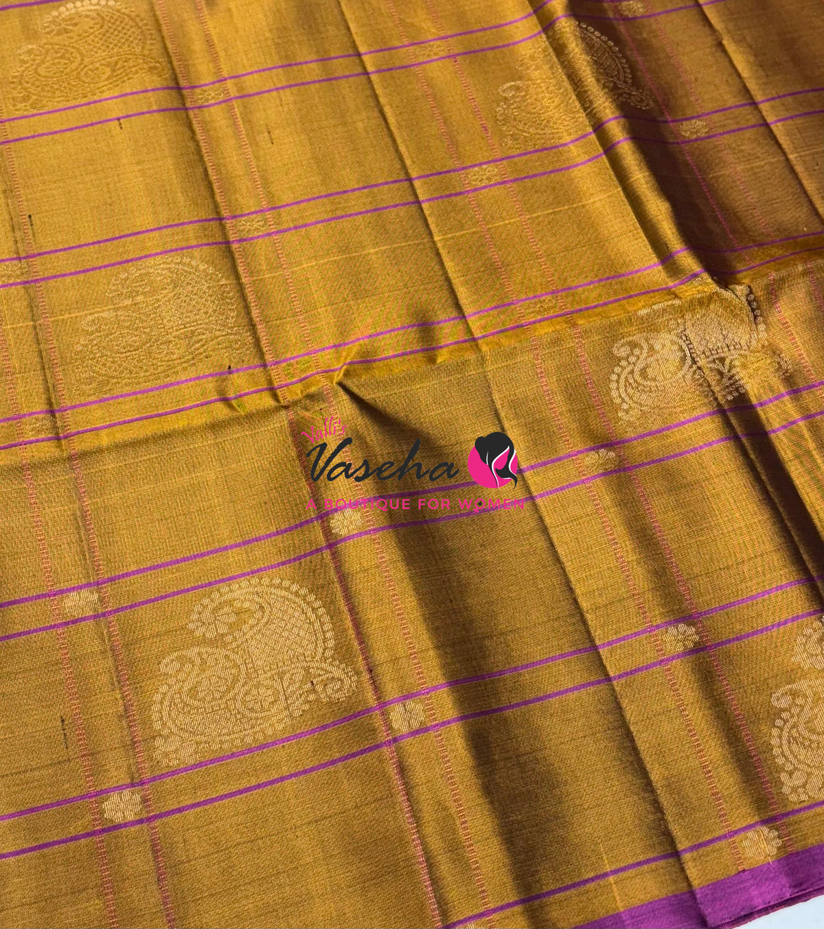 Pure Soft Silk Saree - Mustard Yellow & Pink Combo - VVPSS114