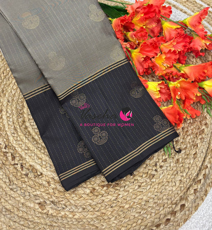 Half Mix - Pure Soft Silk Saree - Vairavoosi Pattern - Long Retta Petta Border with Butta - VVPSS107