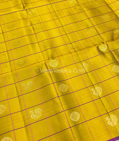 Pure Soft Silk Saree - Yellow & Pink Purple Shade - VVPSS055