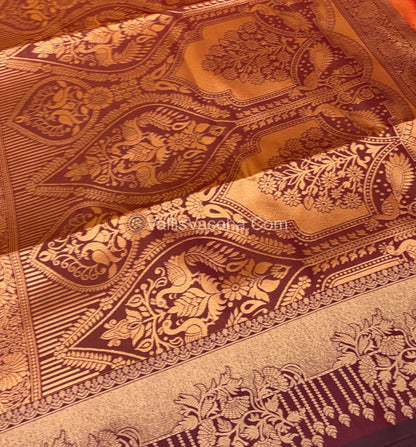 Semi Soft Silk - Orange With Brown Shade -VVSSS030 - 8