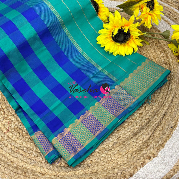 Semi Silk Cotton Saree |  Pazhum Pazhamum Checks Design |VVSSC018