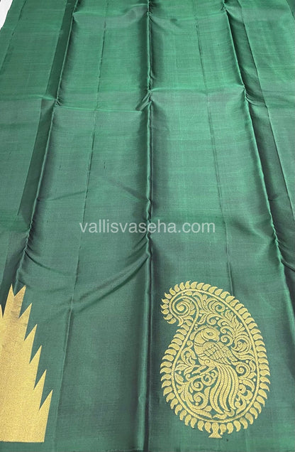 Pure Soft Silk Saree - Jothika Hit design  - Dark Green - VVPSS005