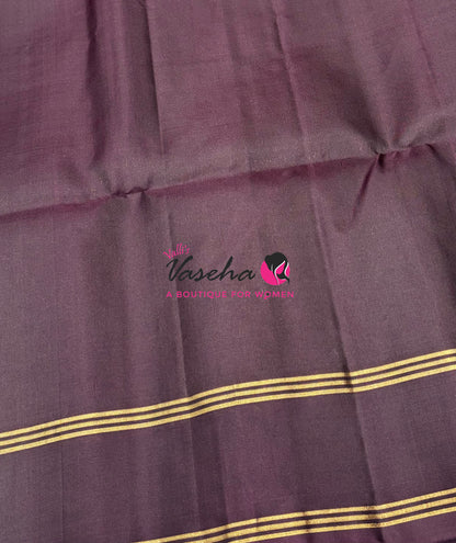 Pure Soft Silk Saree  - Grey & Wine Brown Combo - VVPSS141