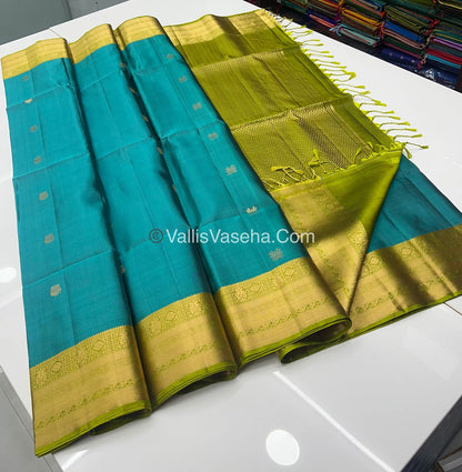 Pure Soft Silk Saree - Blue & Green Combo - VVPSS048