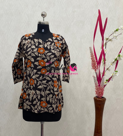 Ready Made - Short Top -  Pure Cotton Kalamkari  - VVRST004