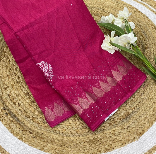 Casual Wear Sarees - Semi Binny / Semi Dola Silk - Pink Shade - VVSDS004